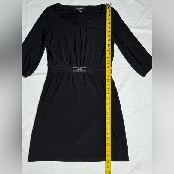 White House Black Market WHBM Women’s XS Black 3/4 Sleeve Knee Length Dress - Picture 4 of 6